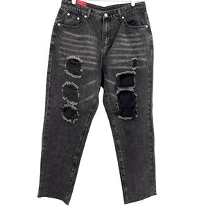 NWT JEANS Women's Distressed High Rise Raw Hem Stretch Jeans Size 8  (30" x 27")